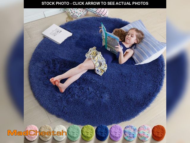 Lot 74-14264389 - Amdrebio Navy Blue Round Rug 4Ft for Boys Room Bedroom, Circle Area Rugs for Kids Room, Living Room ...