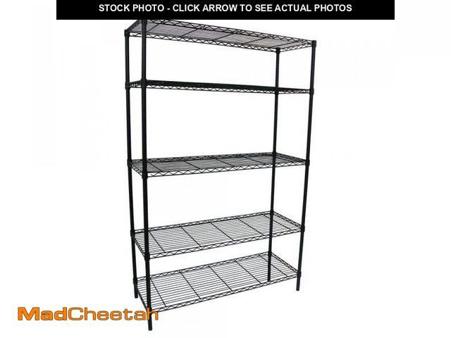 Lot 74-12409835 - HDX 5-Tier Steel Wire Shelving Unit in Black (36 in. W x 72 in. H x 16 in. D) - USED
