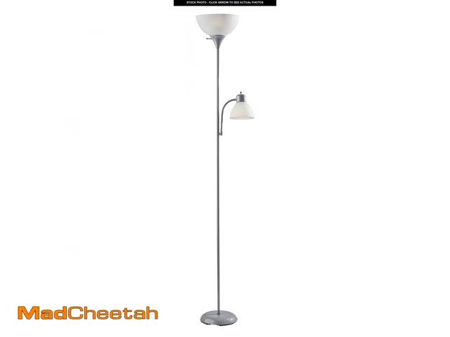 Lot 74-12537824 - Mainstays 72ââ Silver Combo Floor Lamp With Reading Lamp, Modern Design - UNUSED