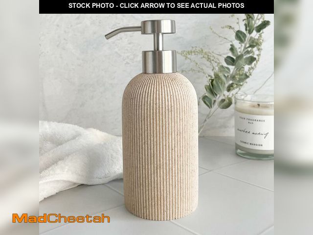 Lot 74-12438957 - Lunestella Elegant Boho Beige Hand Soap Dispenser with Stainless Steel Pump, for Bathroom and Kitche...