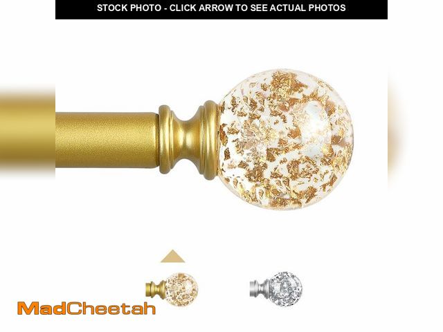 Lot 74-13549561 - TVWOO Gold Decorative Crystal Curtain Rods:36-88 Inch Heavy Duty Adjustable Window Curtains Rods for...