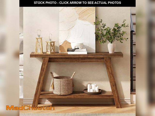 Lot 74-14437912 - 54" Farmhouse 2-Tier Console Table ,Wooden Entryway Sofa Table, Brown - UNUSED