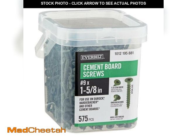 Lot 74-14606411 - #9 x 1-5/8 in. Ribbed Flat Head T25 Star Drive Cement Board Screw (575-Pack) - UNUSED