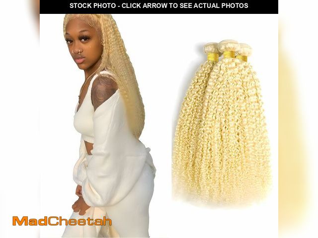 Lot 74-14476174 - GLSMOSNW 613 Bundles Human Hair Blonde Kinky Curly Bundles 20 22 24 Inch - UNUSED