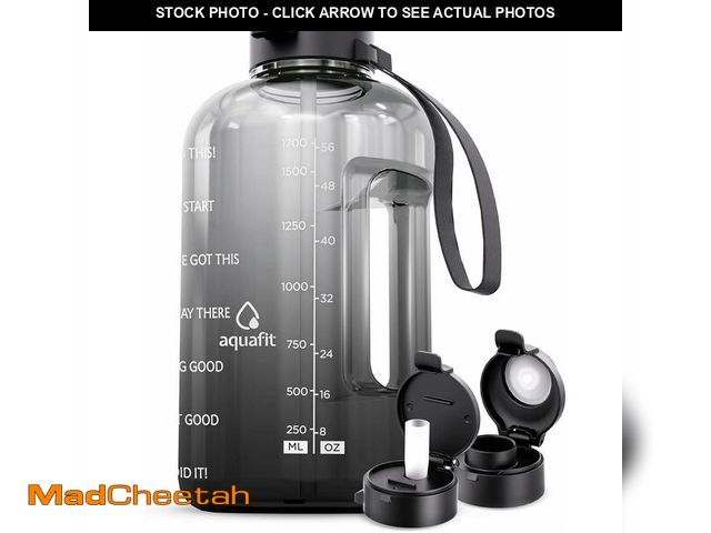 Lot 74-14264556 - AQUAFIT Half Gallon Water Bottle with Time Marker - Straw &amp; Chug Lid - BPA Free Gym Water Bottle...