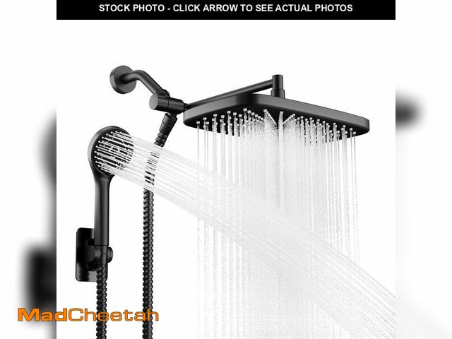 Lot 74-14431595 - Seacity Black Rain Shower Head with Handheld Shower Head, 5 Spray Modes - UNUSED