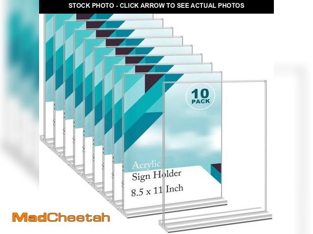 Lot 74-11549314 - EHWINE Acrylic Sign Holder 8.5 x 11, 10 Pack Double-Sided Stand up Table Top Sign Holders, Clear Acr...