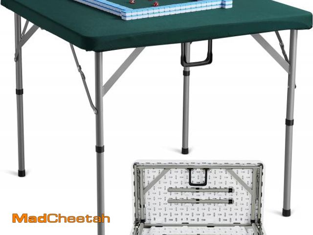 Lot 74-12138122 - VEVOR Mahjong Table with Mahjong Tiles Set, Fold-in-Half 4 Player Card Table with 144PCS Majiang Til...