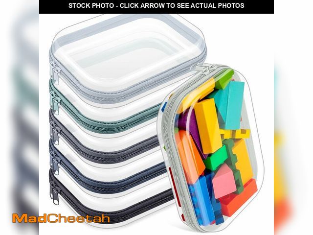 Lot 74-13574236 - Sanwuta 6 Pcs Clear Hard Zipper Case Plastic Zipper Pouches Transparent Makeup Bag Pencil Case Pouch...