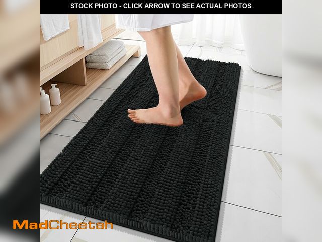 Lot 74-12704324 - OLANLY Thick Bathroom Rugs 47x20, Extra Soft Absorbent Chenille Striped Bath Rugs, Rubber Backing, M...