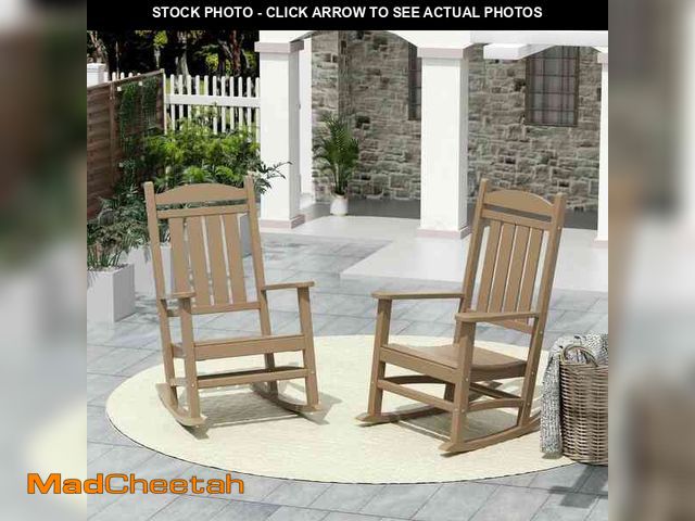 Lot 74-12558248 - WESTIN OUTDOOR Kenly Weathered Wood Classic Plastic Outdoor Rocking Chair - UNUSED