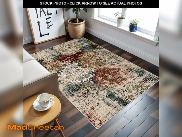 Lot 74-12699146 - BYYVOO Washable 3x5 Area Rugs - Abstract Living Room Rus Low Pile Area Rug for Bedroom Soft Water Re...