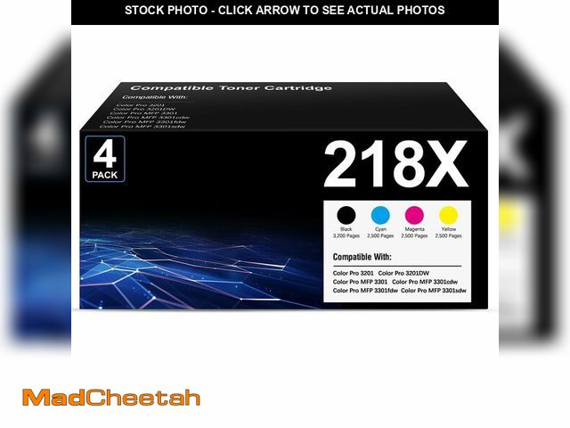 Lot 74-14376989 - 218X Toner Cartridges 4-Pack Compatible Replacement for HP Color Pro MFP 3301SDW 3301CDW 3301FDW 320...