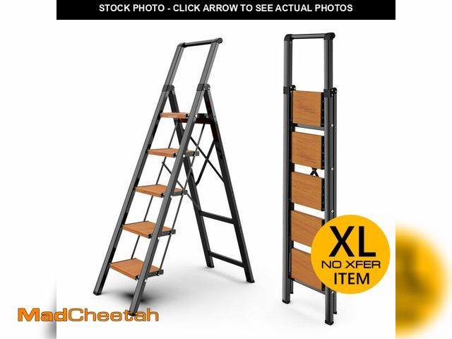 Lot 74-12689972 - WOA WOA 5 Step Ladder, Ladders for Home, Anti-Slip Pedals, Aluminum Step Stool Foldable, Lightweight...