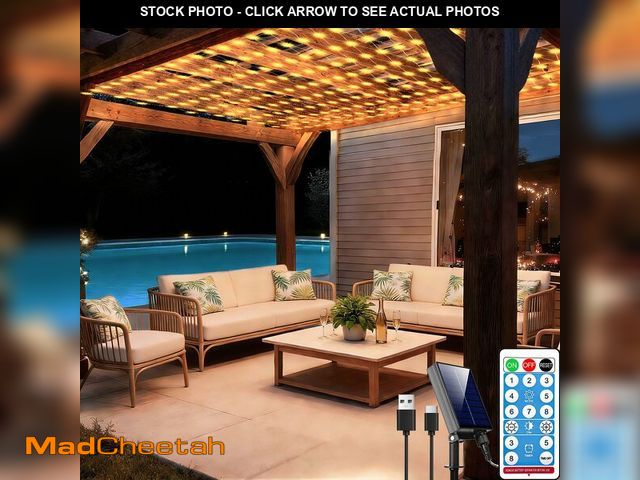 Lot 74-14293319 - 10ft x 10ft Solar Net Lights, 280LED Gazebo Mesh Lights Solar &amp; USB Powered, Waterproof Netting ...