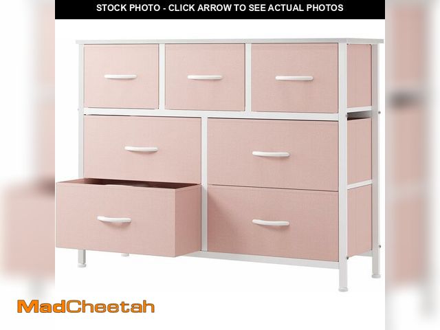 Lot 74-14349627 - OLIXIS 7 Drawers Dresser for Bedroom, Fabric Storage Tower for Living Room, Entryway - Sturdy Steel ...
