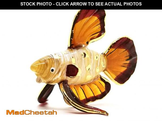 Lot 74-12444410 - WitnyStore Tiny 4ÃÂ½" Brown Betta Siamese Fighting Fish Figurine - Miniature Hand Blown Painted Gla...