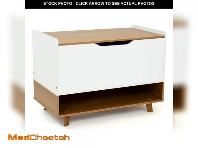 Lot 74-12400814 - Humble Crew Morgan Mid-Century Wood and White Toy Box with Soft Close Lid and Storage Shelf Toy - UN...