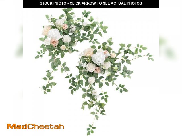 Lot 74-12217860 - Ling's moment 2PCS Artificial Floral Swags Arch Flowers Wedding Centerpieces Flower Rose Garland Man...