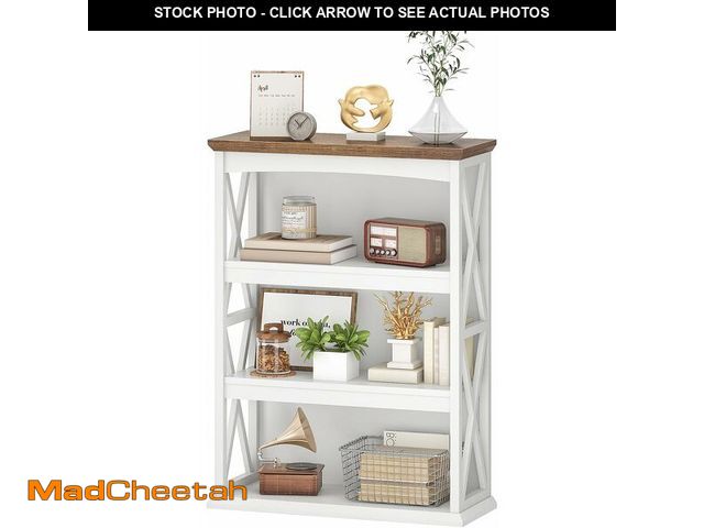 Lot 74-13835627 - CHOEZON 4-Tier Bookcase, 42.9" Floor Standing Organizer Shelf, Corner Book Stand, Metal Frame, for S...