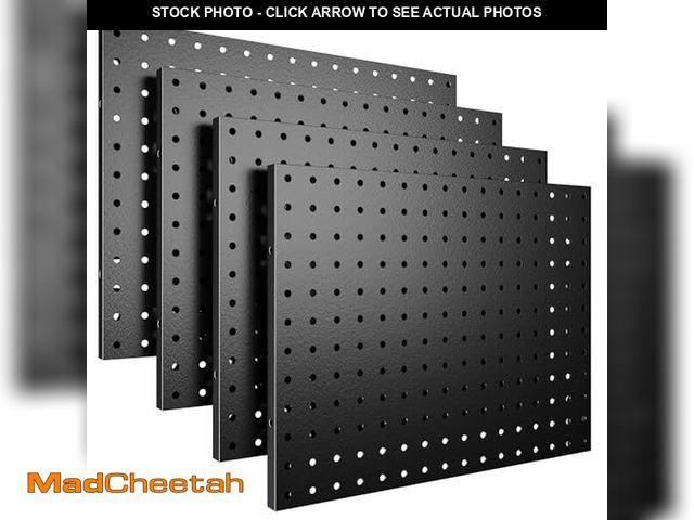 Lot 74-12705949 - Spampur Peg Board, 4 Pack Metal Pegboard Panels Black Pegboards Wall Organizer, Tools Pegboard Stora...