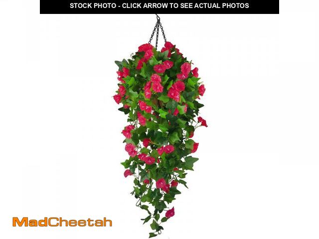 Lot 74-11546580 - Artificial Fake Hanging Flowers Plants Basket for Spring Outdoor Outside Decoration, UV Resistant Fa...