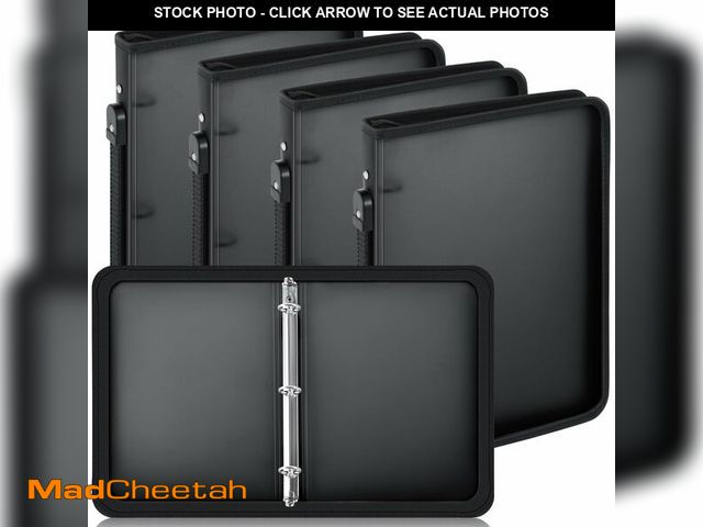 Lot 74-13575249 - Teling 4 Pcs 1 Inch Black Zipper Binder with 3 Ring Zipper Binder, Refillable Plastic Clear File Org...