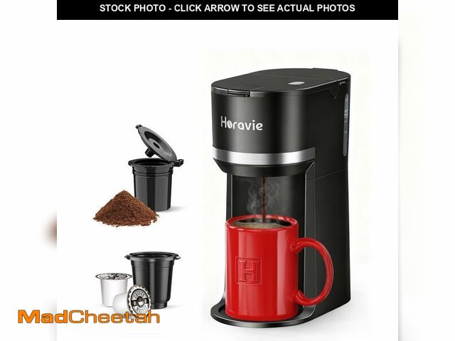 Lot 74-12603745 - Horavie Mini Single Serve Coffee Maker for K Cup and Ground Coffee, Fast Brew One Cup Coffee Machine...