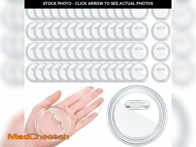 Lot 74-12444708 - Yilloog 60 Pcs 3 Inch Clear Button Pins for Crafts DIY Photo Acrylic Blank Pins Bulk for Picture Mak...