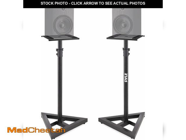 Lot 74-13844785 - Pyle Speaker Stand Pair of Sound Play 1 and 3 Holder - Telescoping Height Adjustable from 26" - 52" ...