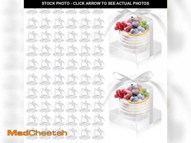 Lot 74-11550422 - Gerrii 100 Pcs Clear Plastic Individual Cupcake Boxes 3.5" Single Cupcake Containers Transparent Orn...