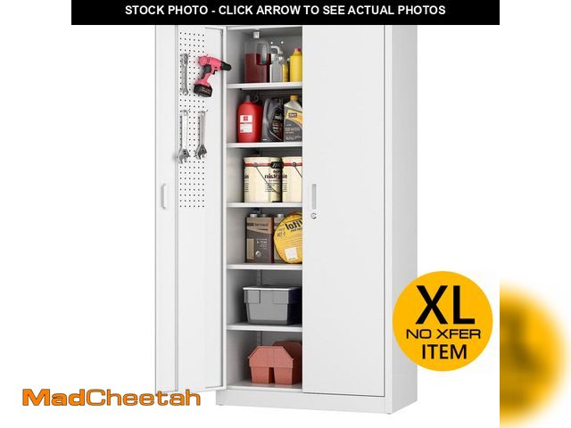 Lot 74-12581775 - Hephastu 34 in. W x 71 in. H x 18 in. D White Lockable Metal Storage Freestanding Cabinet with 5-She...
