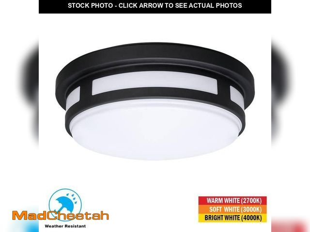 Lot 74-12804184 - Hampton Bay 11 in. Round Black Integrated LED Indoor Outdoor Ceiling Light Flush Mount Adjustable CC...