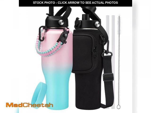 Lot 74-12110520 - 40oz Stainless Steel Water Bottles - Leak-Proof Insulated Tumblers with Straw Keep Cold 48H &amp; Ho...