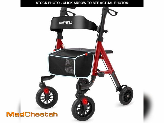 Lot 74-12833094 - COSYWILL Aluminum Rollator Walker with Seat,Height Adjustable Mobility Walker with 8" Wheels,350 lb ...