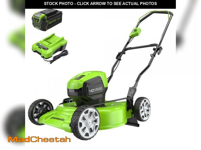 Lot 74-12154947 - Greenworks 40V 19" Brushless (Push) Cordless Lawn Mower, 4.0Ah Battery and Charger - USED