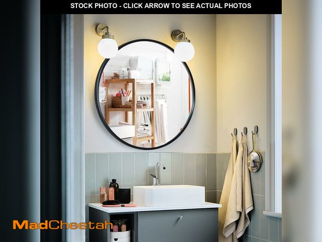 Lot 74-13066903 - RAHYUN Round Mirror, Black Round Mirror 24 inch, Circle Mirror with Metal Matte Thin Frame, Bathroom...