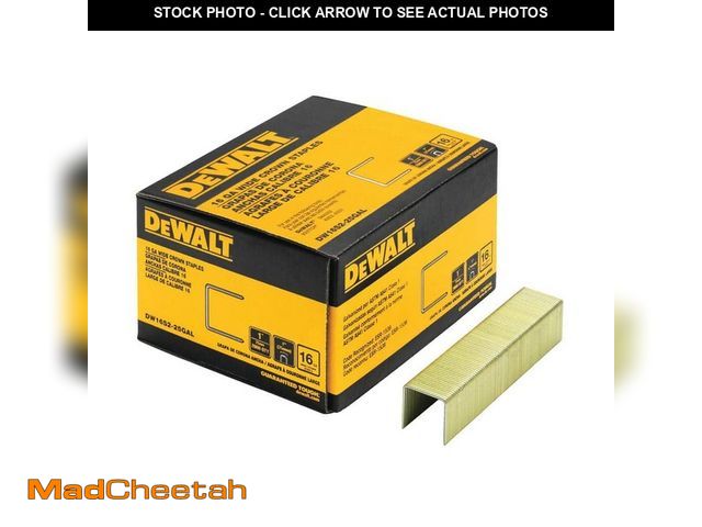 Lot 74-14602489 - DEWALT 1 in. x 1 in. x 16-Gauge Galvanized Wide Crown Construction Staple (2000 per Pack) DW16S2-25G...