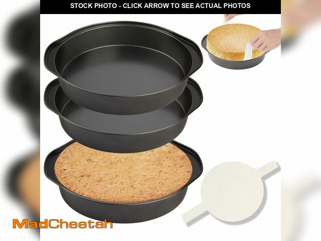 Lot 74-14273402 - tutikuki 8" Round Cake Pan, 3PCS Nonstick Cake Pans with 100 PCS Parchment Paper, Carbon Steel Cake ...