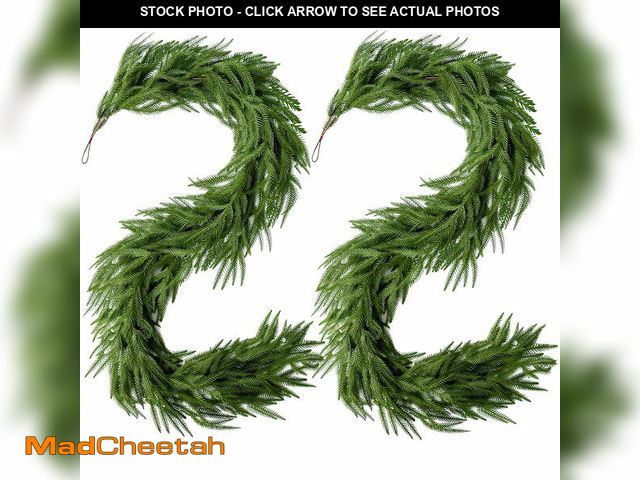 Lot 74-12708416 - 2Pcs Christmas Norfolk Pine Garlands, 6Ft Real Touch Artificial Faux Winter Dense Greenery Garland f...
