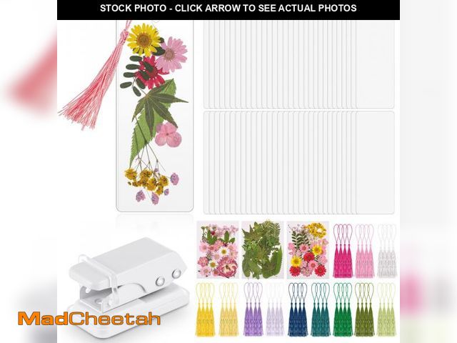 Lot 74-12306889 - Fuyoooo 150 Pcs Dried Flower Bookmark Making Kit, DIY Pressed Flower Transparent Bookmark Laminating...