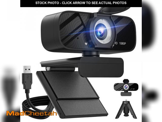 Lot 74-12431495 - 1080P HD Webcam with Microphone, Noise Cancellation, Privacy Cover, Wide-Angle Lens, Auto Light Corr...