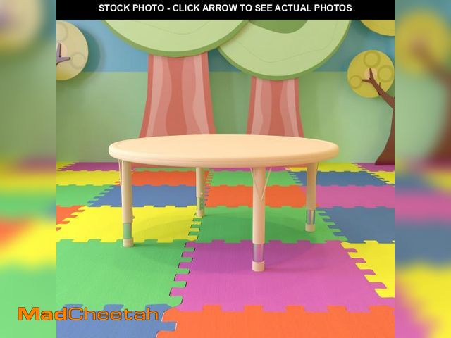 Lot 74-12266689 - Flash Furniture Wren 45" Round Natural Plastic Height AdjusTable with Rounded Safety Corners Activit...