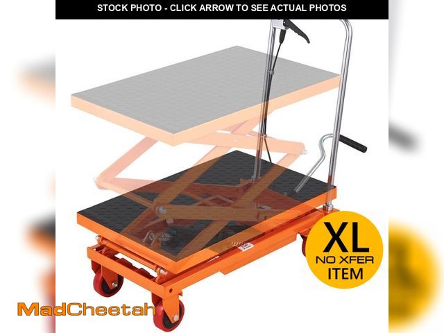 Lot 74-12774403 - VEVOR Hydraulic Lift Table Cart 330 lbs. Capacity 50 in. Lifting Height Manual Double Scissor Lift T...