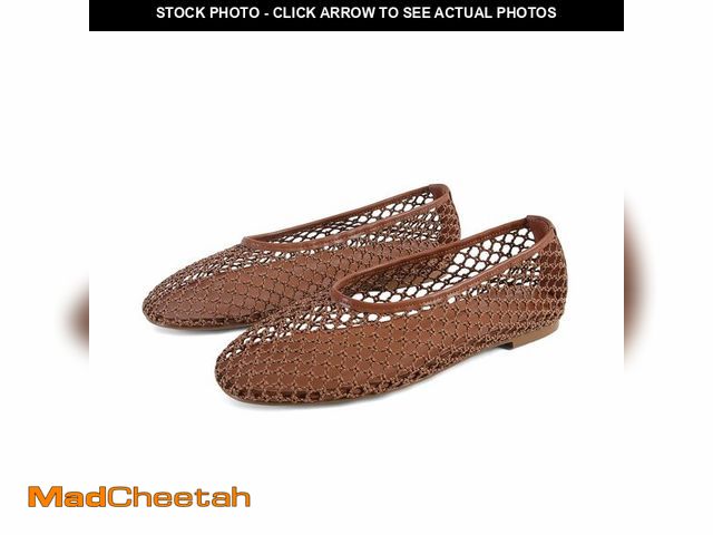 Lot 74-14272556 - SOVANYOU Womens Breathable Mesh Ballet Flats Brown Fishnet Slip On Flats Round Toe Causal Dressy Wov...