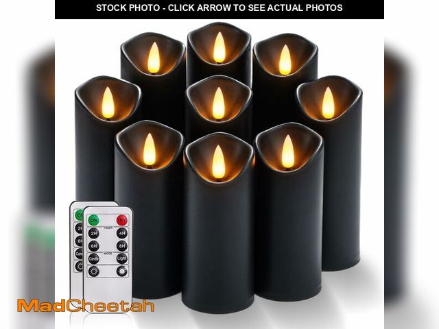 Lot 74-13715686 - Homemory Black Flameless Candles, Halloween Candles, Battery Operated Candles, LED Pillar Candles wi...