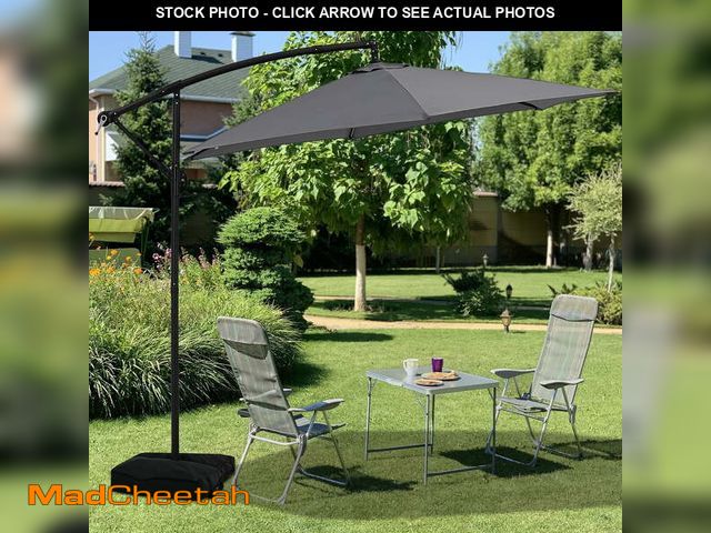 Lot 74-14311084 - Autlaycil 10 ft Cantilever Offset Outdoor Patio Umbrella with Base Stand Rotate and Tilt - Gray - UN...