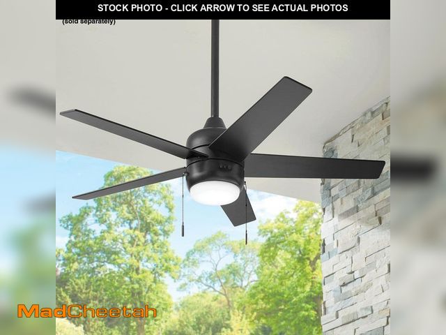 Lot 74-13049824 - Hampton Bay Mena 44 in. LED Indoor/Outdoor Matte Black Ceiling Fan with Light Kit and Reversible Bla...
