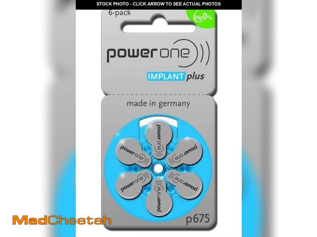 Lot 74-12441161 - PowerOne Cochlear Implant 675 Batteries. 5, 60-Packs, Total 300 Batteries - UNUSED