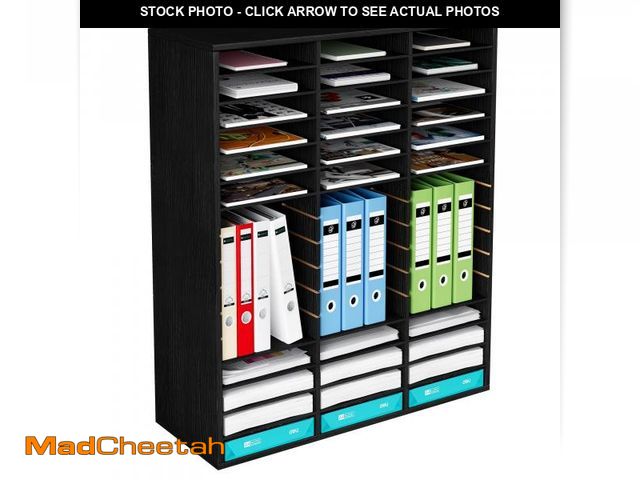 Lot 74-12134861 - TQVAI Wood Literature Organizer, 48 Slots Classroom Mailbox with Adjustable Dividers, Mail Sorter Or...